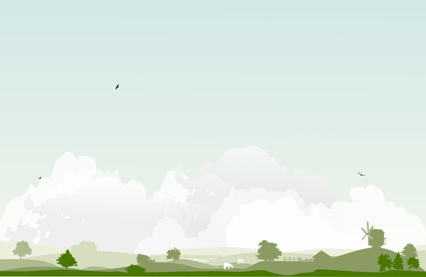 country landscape with trees - Vector, Image
