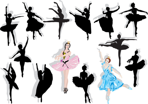 izolované baletní tanečníci kolekce - Vektor, obrázek