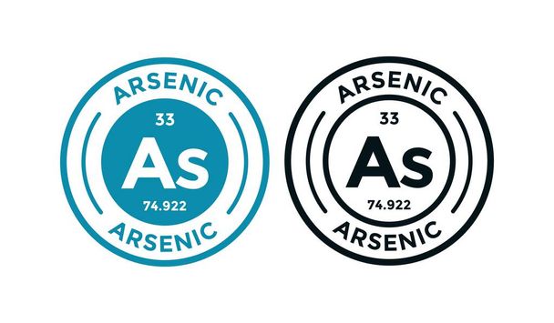 ARSENIC logo rozet tasarımı simgesi. Bu periyodik cetvel sembolünün kimyasal elementi. İş, teknoloji, molekül ve atom sembolü için uygun  - Vektör, Görsel
