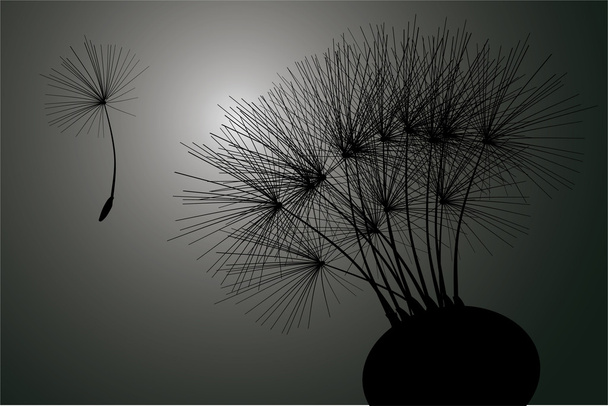 single black dandelion silhouette - Vector, Image
