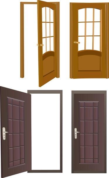 cuatro puertas abiertas y cerradas
 - Vector, Imagen