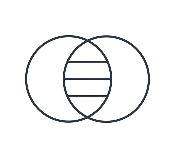 Symbole de diagramme de Venn isolé et monochromatique. Illustration vectorielle. Illustration vectorielle - Vecteur, image