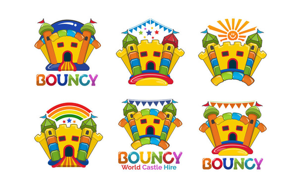 Castelo Bouncy Contratar design de logotipo - Vetor, Imagem