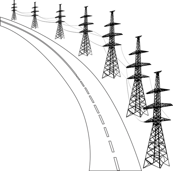 electric line and road illustration - Vector, Image