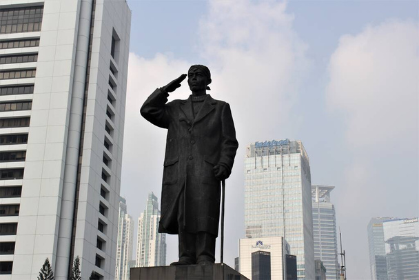 Jakarta, Indonesia-18 June 2023 : jendral sudirman statue in sudirman street - Foto, imagen