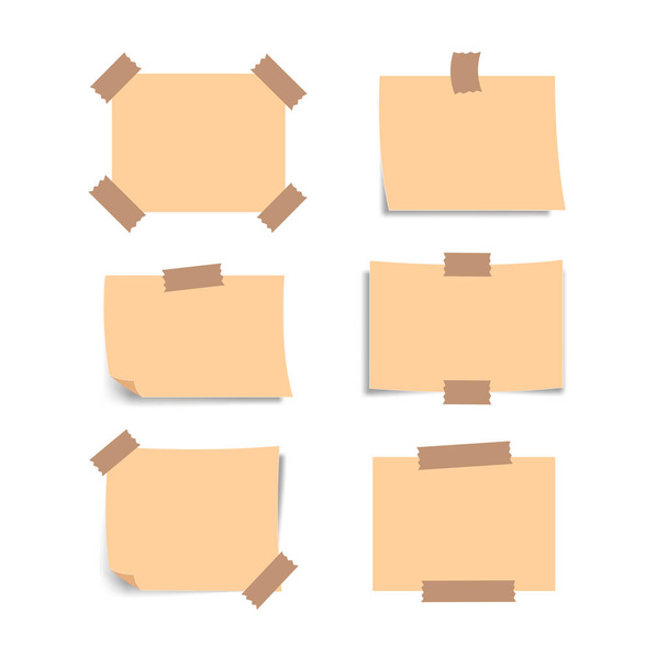 Set de bloc de notas cuadradas, notas adhesivas sobre fondo blanco - Vector, Imagen