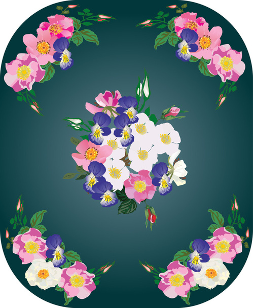 прикраса рамки з ніжних і лісових фіолетових квітів
 - Вектор, зображення
