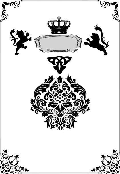 frame met heraldische elementen op wit - Vector, afbeelding
