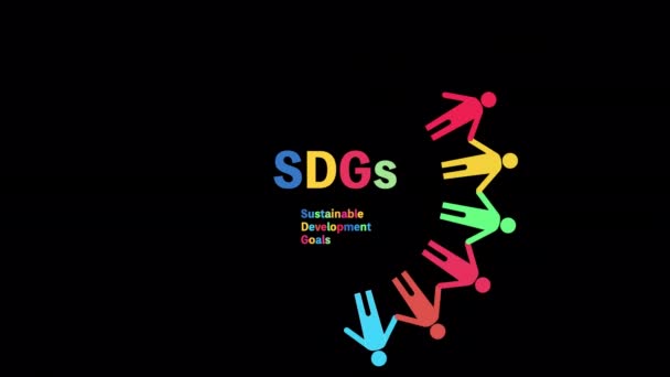 A fenntartható fejlesztési célok logójának animációja, egy kéz megfogása, valamint egy fa megjelenése és eltűnése - Felvétel, videó