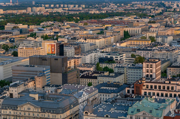 Vista panorâmica do centro da cidade Vista aérea Varsóvia, Polônia, 30 de junho de 2023 - Foto, Imagem