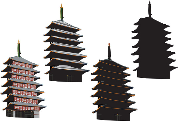 colección de pagoda aislada
 - Vector, Imagen
