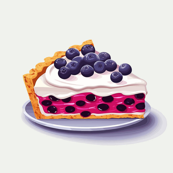 шматочок чорничного пирога Векторна плоска мінімалістична ізольована ілюстрація - Вектор, зображення