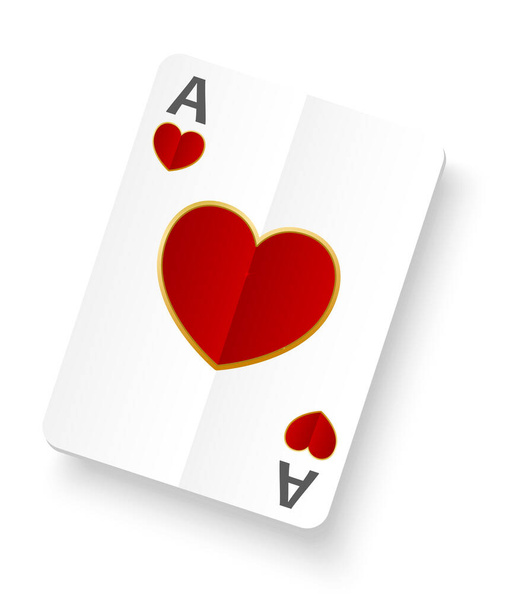 Ace of hearts card on a white background. Digital craft style. Vector illustration. - Vetor, Imagem