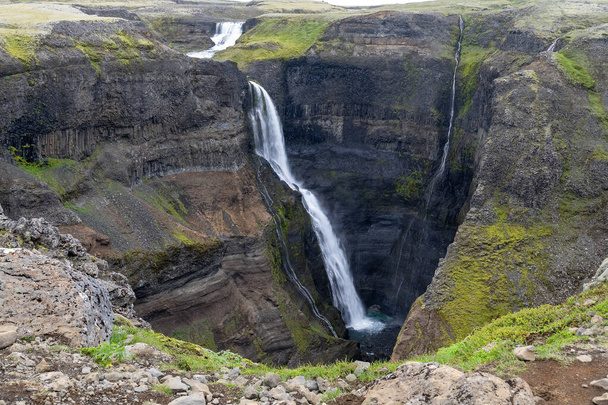 Haifoss patří mezi nejvyšší vodopády, Thjorsardalur Valley na Islandu - Fotografie, Obrázek