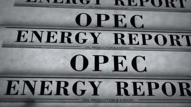 A Kőolajexportáló Országok OPEC-szervezete és az olajkitermelő szövetségek évjárati hírei és újságnyomdai tevékenysége. Absztrakt koncepció retro szalagcímek 3d. - Felvétel, videó