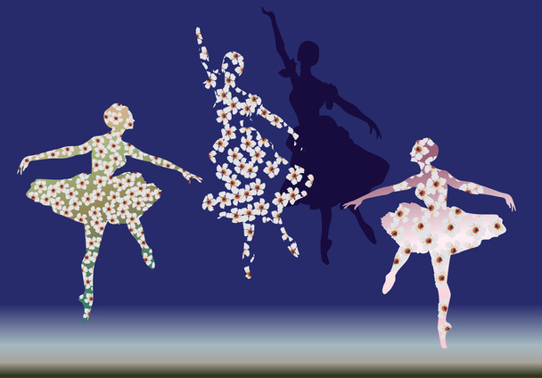 illustration de danseurs de ballet fleur blanche
 - Vecteur, image