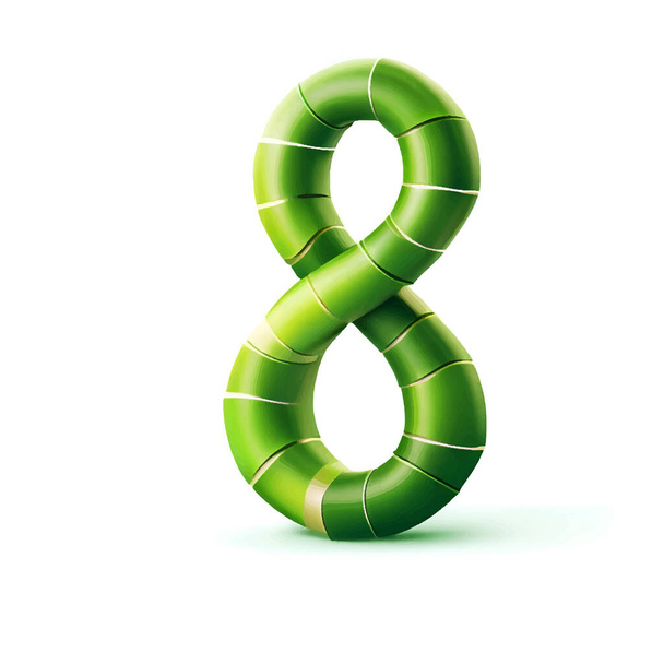number eight in bamboo green with white background in green bamboo - Vektor, kép