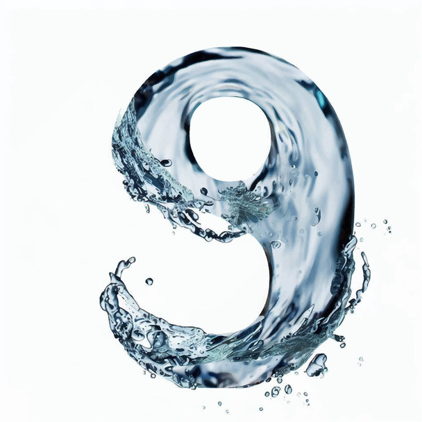 number nine in the form of water - Vettoriali, immagini