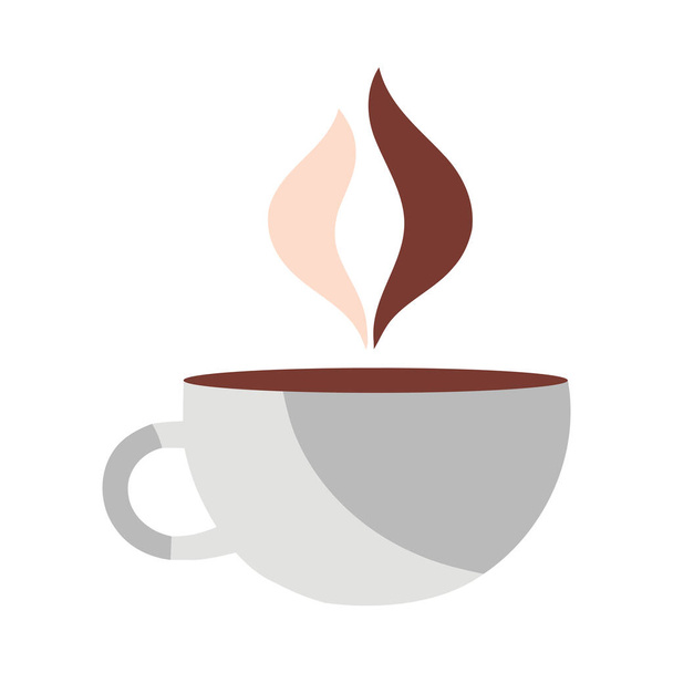 Warme drank gesymboliseerd door stoom van mok pictogram geïsoleerd - Vector, afbeelding