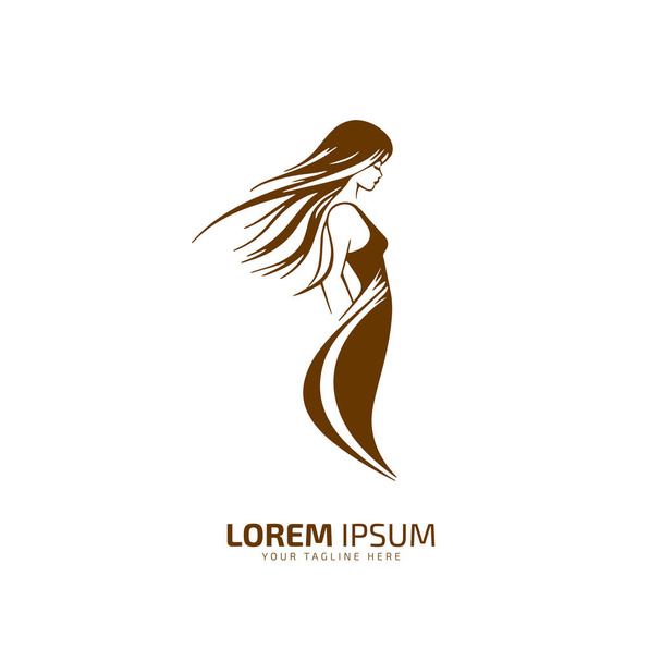 girl standing logo icon silhouette design template vector illustration young woman logo symbol. - Vektör, Görsel