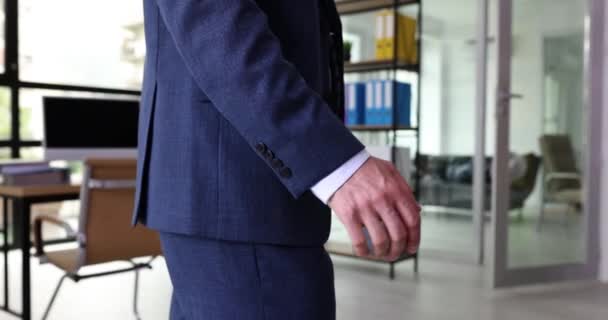 Businessman shaking hands with business woman client and agent and welcoming gesture. Two managers shake hands expressing respect and trust - Footage, Video