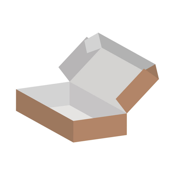Cardboard box mockup isolated on white background. Shipping box layout, vector illustration design - Vector, Image