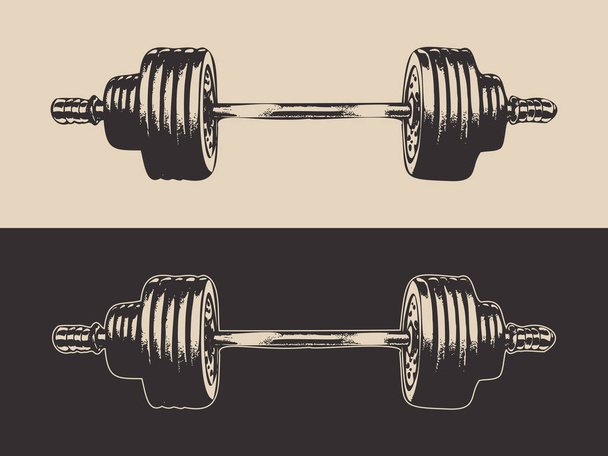 Vintage ρετρό powerlifting bodybuilding γυμναστήριο ταιριάζει άθλημα barbell. Η απάθεια ισχυρή έμπνευση. Γραφική τέχνη. Εικονογράφηση διανύσματος. - Διάνυσμα, εικόνα