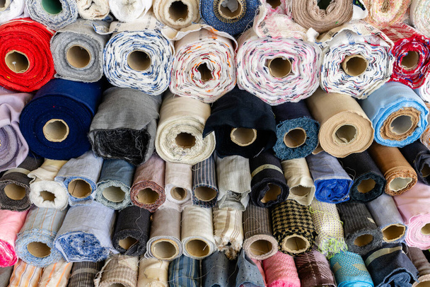 Background of colorful fabrics and fabrics with their textures. High quality photo - Φωτογραφία, εικόνα