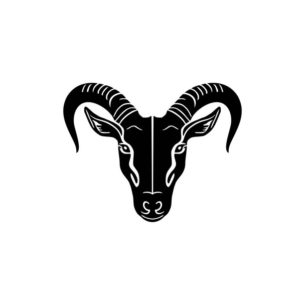 Goat face Logo of animal head silhouette clipart vector, black lamb mascot icon, sheep cartoon symbol illustrator, isolated on white background. - Vetor, Imagem