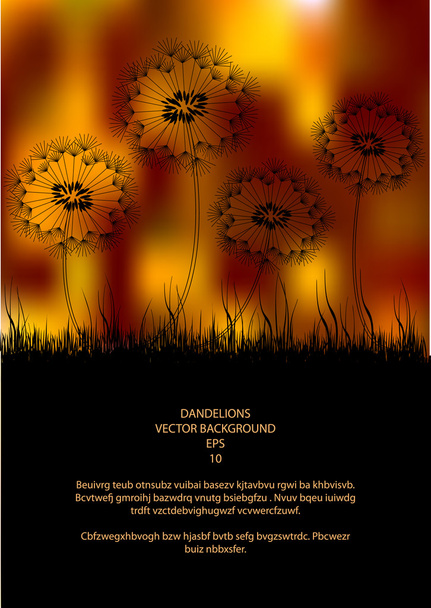 Black dandelions and grass - Vector, Image