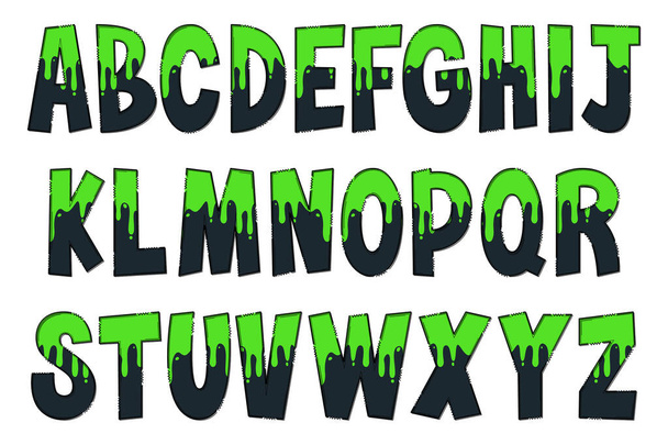 Adorable Handcrafted Green Slime Font Set - Vector, Image
