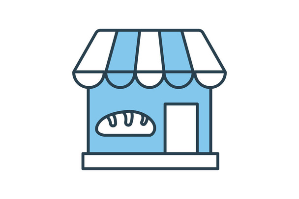 Icono de tienda de panadería. Diseño de estilo de icono de línea plana. Diseño vectorial simple editable - Vector, imagen