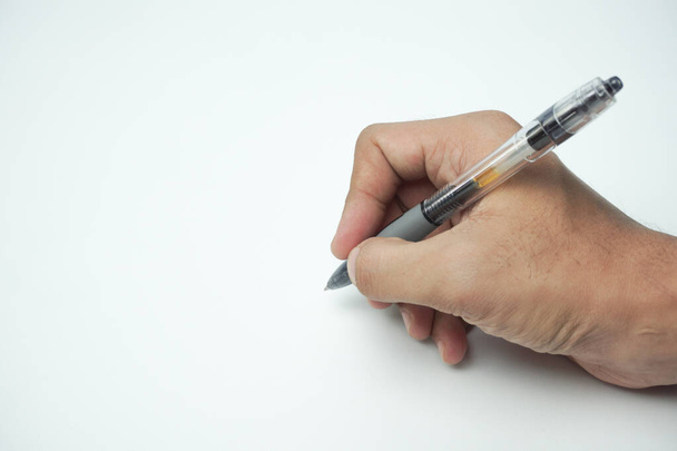 Przycięte ręczne pisanie na białym tle - Zdjęcie, obraz