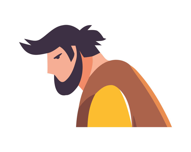 cartoon bearded man avatar icon isolated - Vektor, kép