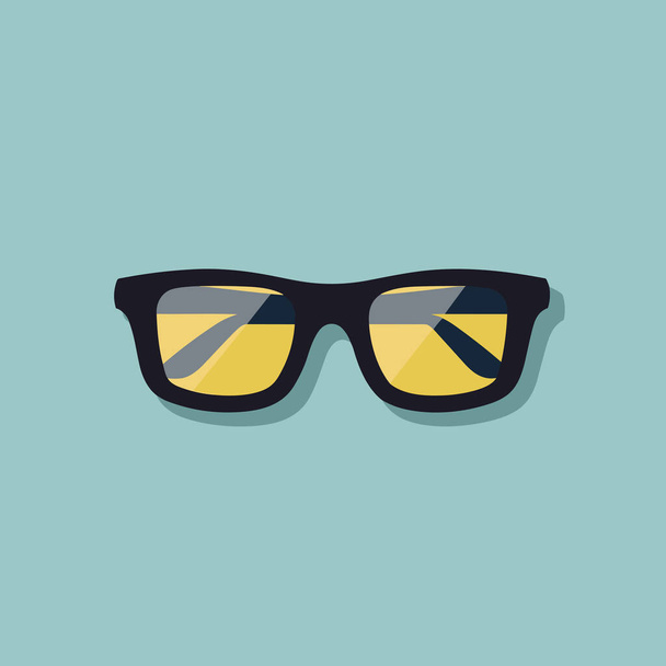 A pair of glasses with yellow lenses on a blue background - Vecteur, image