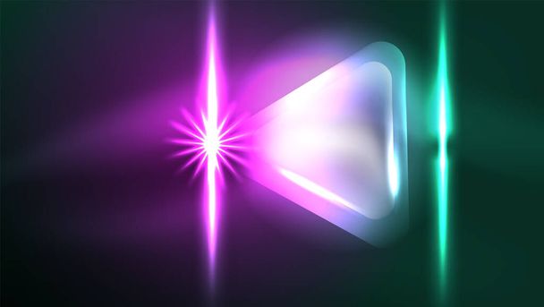 Digital Neon Abstract Background, Triangles And Lights Geometric Design Template - ベクター画像
