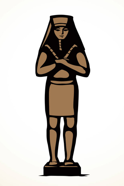 ギザカイロスフィンクスシティロゴアイコンはルクソール宮殿アフリカアムン遺跡に署名します。概要手描き過去の年齢民族神話頭の顔冠棺白い石の柱列アートワーク漫画黒ラインスケッチスタイル - ベクター画像