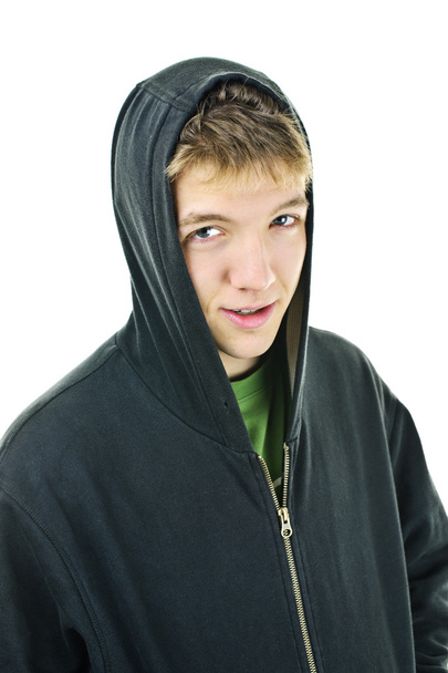 Young man in hoodie smiling - Photo, Image