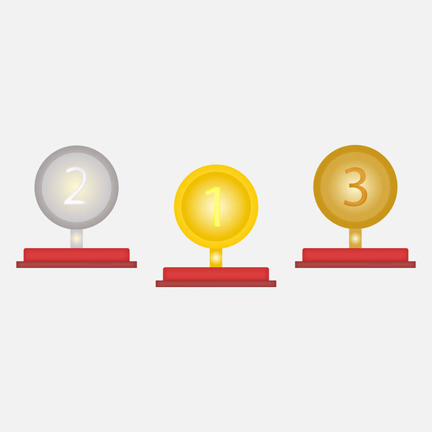 Gold Silver and Bronze Awards. Vector illustration drawn in 3d - Вектор, зображення