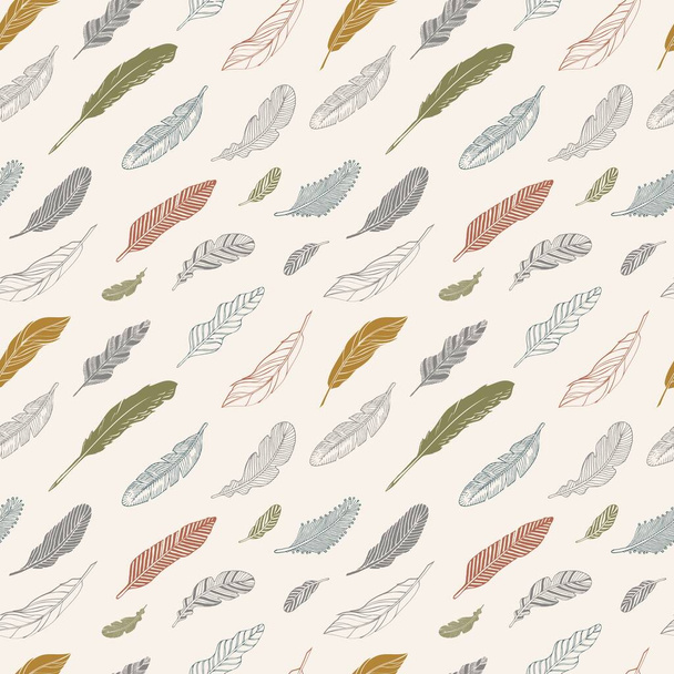 Seamless vector texture from colored feathers - Διάνυσμα, εικόνα