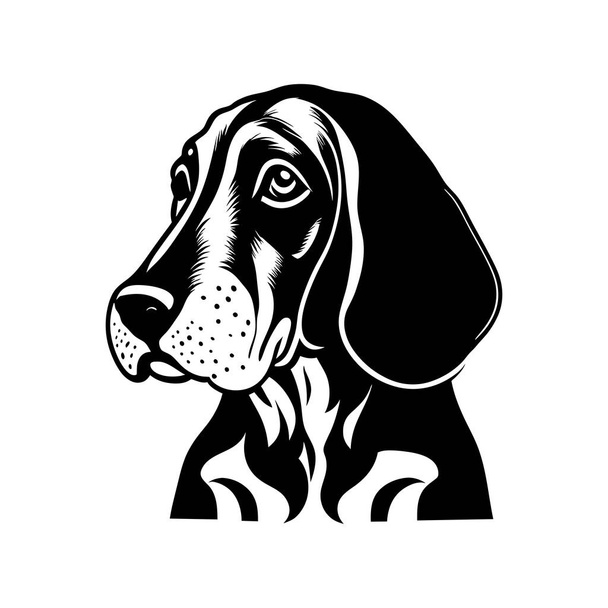 Egy egyszerű fekete-fehér tinta stílusú portré egy Bloodhound származású kutya. - Vektor, kép