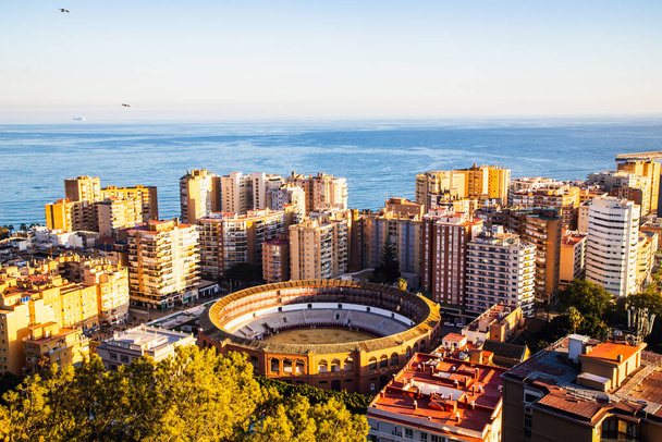 view over Malaga at sunset travel banner - Photo, Image