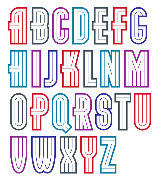 Vector bold condensed capital alphabet letters collection made with white lines, can be used in poster design as newspaper advertising - Вектор,изображение