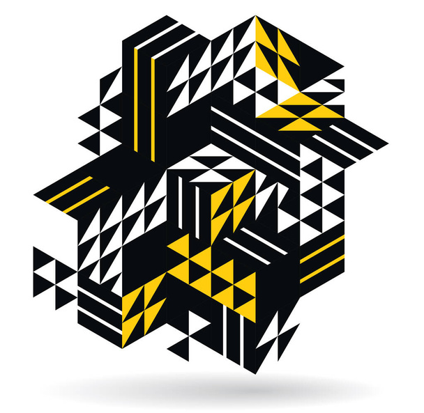 Isometric 3D cubes vector abstract geometric background, yellow abstraction art architecture city buildings theme, cubic shapes and forms composition lowpoly style. - Vektor, kép