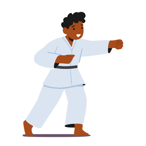 Karate Child Boy Character, Kurinalainen, ja taitava kamppailulajeissa Kid Junat, Tavoitteena saavuttaa Mastery ja omaksuminen periaatteet kunnioituksen ja itsehillinnän. Sarjakuva ihmiset vektori kuvitus - Vektori, kuva