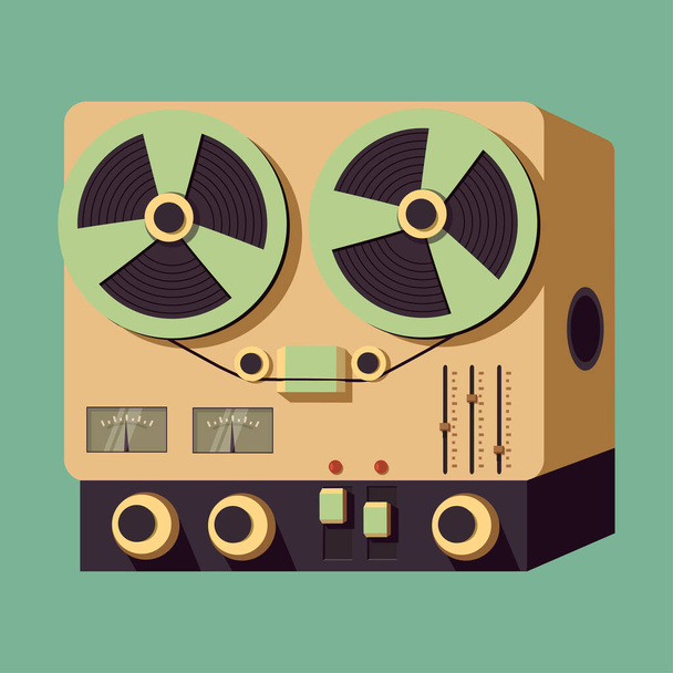 Vintage audio reel to reel tape recorder, vector illustration - Vektori, kuva