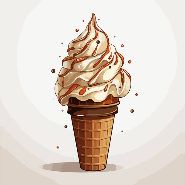Ice cream. Ice cream hand-drawn comic illustration. Vector doodle style cartoon illustration - Vektör, Görsel
