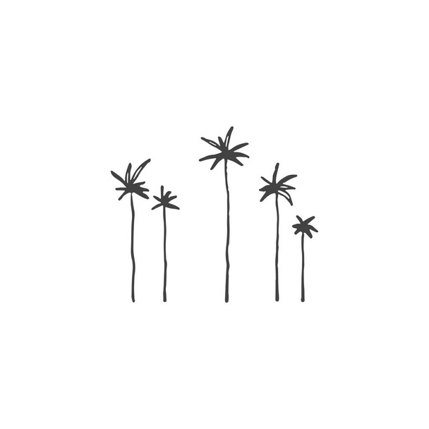 Palmier élément de logo minimal, palmiers, île, plage, élément de logo, clipart, nature, contour, tatouage, dessin à la main, dessin, élément vectoriel - Vecteur, image