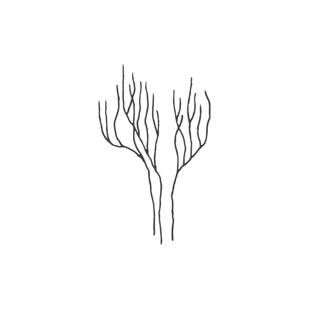 twig minimal logo element, branch, dry branch logo element, Logo element, clipart, nature, outline, tattoo, handdrawn, drawing, vector element - Vektor, kép