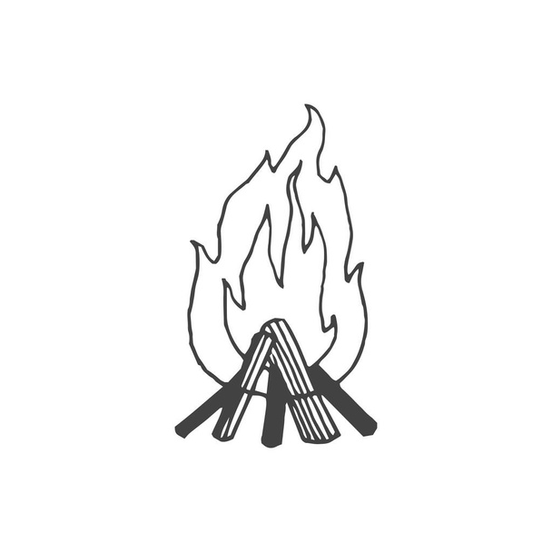 暖炉のロゴ要素、火災、炎、ロゴ要素、クリップ、自然、アウトライン、タトゥー、手書き、描画、ベクトル要素 - ベクター画像